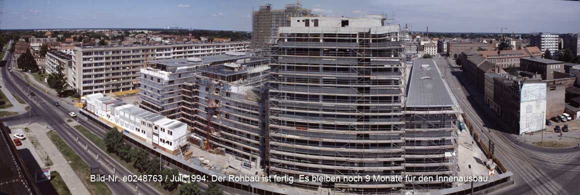 Bau der Spreegalerie in Cottbus im Juli 1993