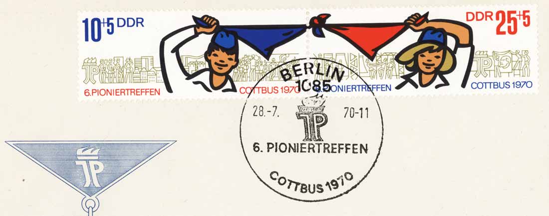 Erstagsbrief anläßlich des 6. Pioniertreffens 1970 in Cottbus