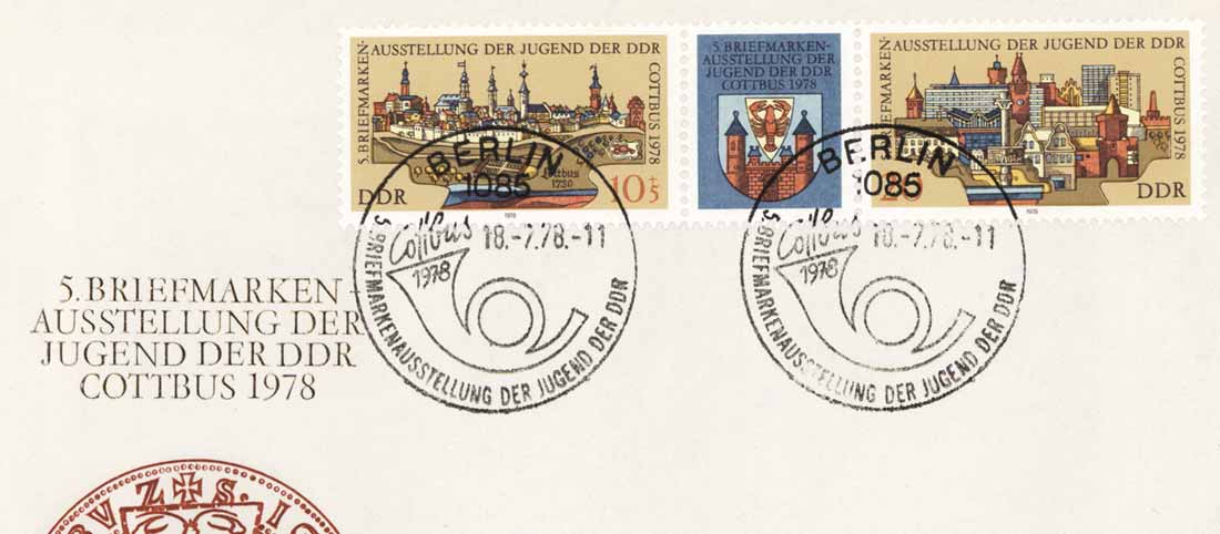 Ersttagsbrief Briefmarkenausstellung der Jugend der DDR, Cottbus 1978