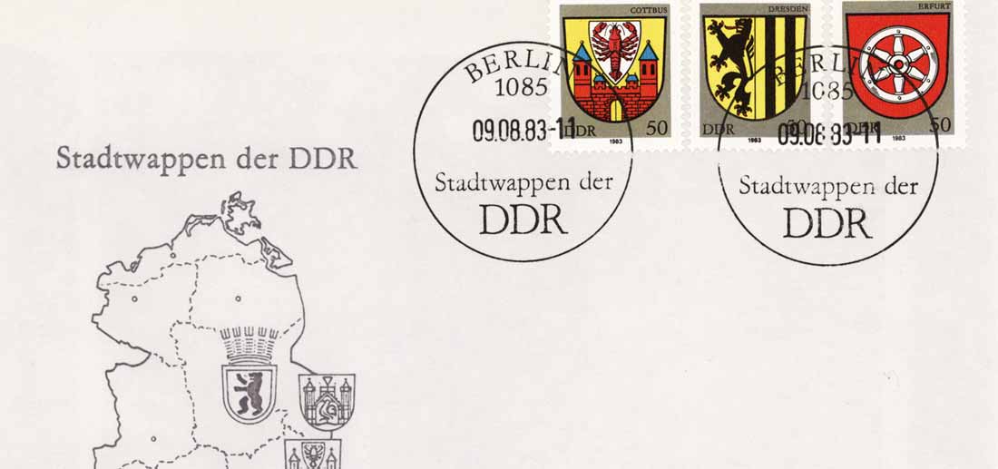 Ersttagsbrief Stadwappen der DDR, 1983