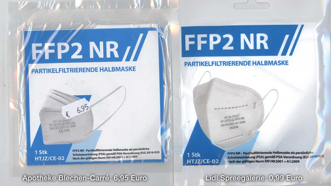 enorme Preisspannen beim gleichen Produkt - FFP2-Maske