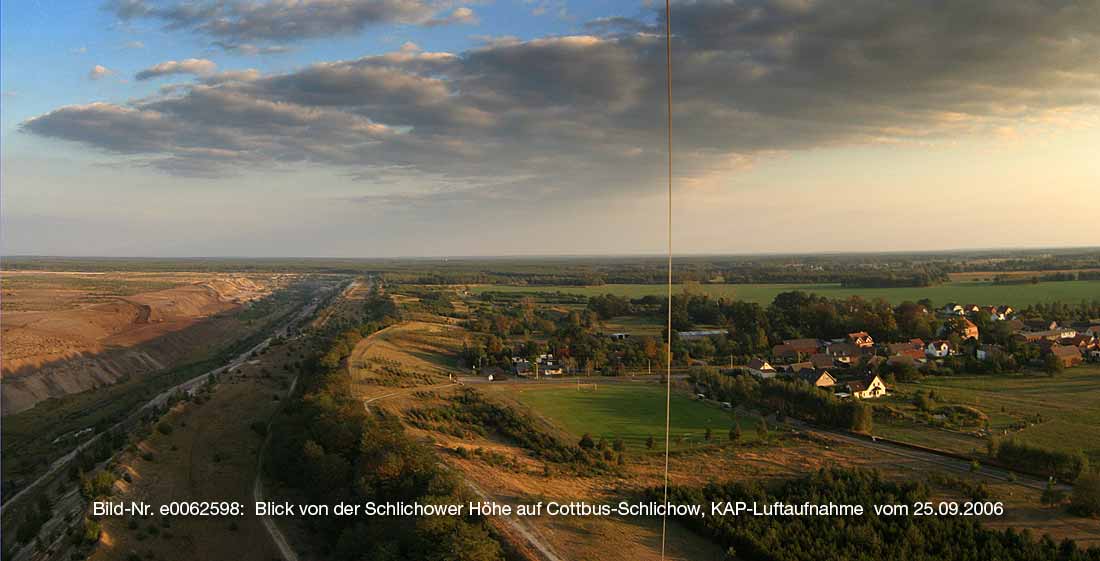 Blick von der Schlichower Höhe auf Schlichow, KAP-Luftaufnahme vom 18.10.2006