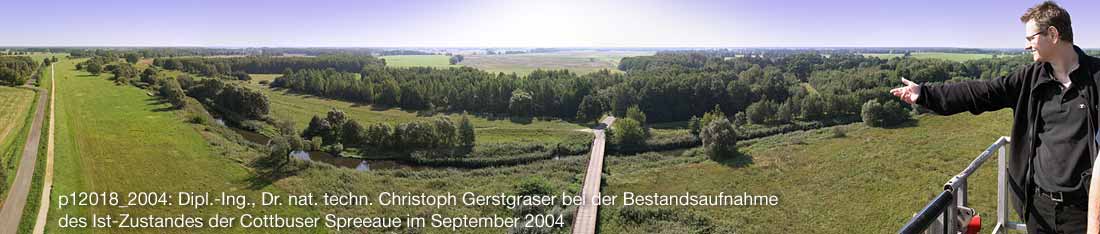 Dipl.-Ing., Dr. nat. techn. Christoph Gerstgraser bei der Bestandsaufnahme des Ist-Zustandes der Cottbuser Spreeaue im September 2004