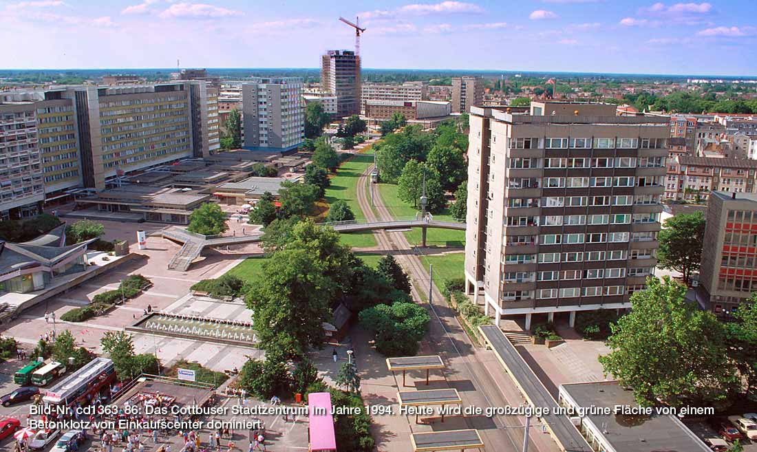 Das Cottbuser Stadtzentrum im Sommer 1994