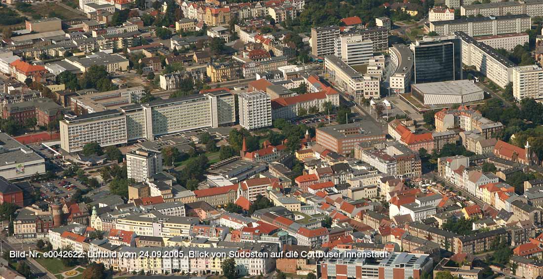 Luftbild vom 24.05.2005, Blick aus Südosten auf die Stadtpromenade in Cottbus